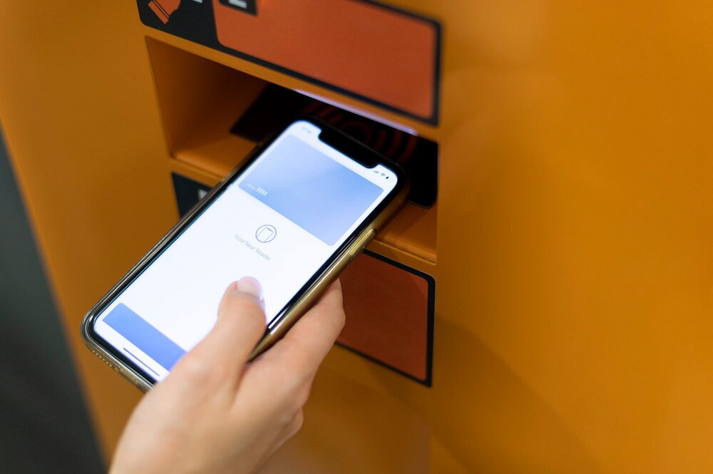 Person paying with its smartphone wallet app